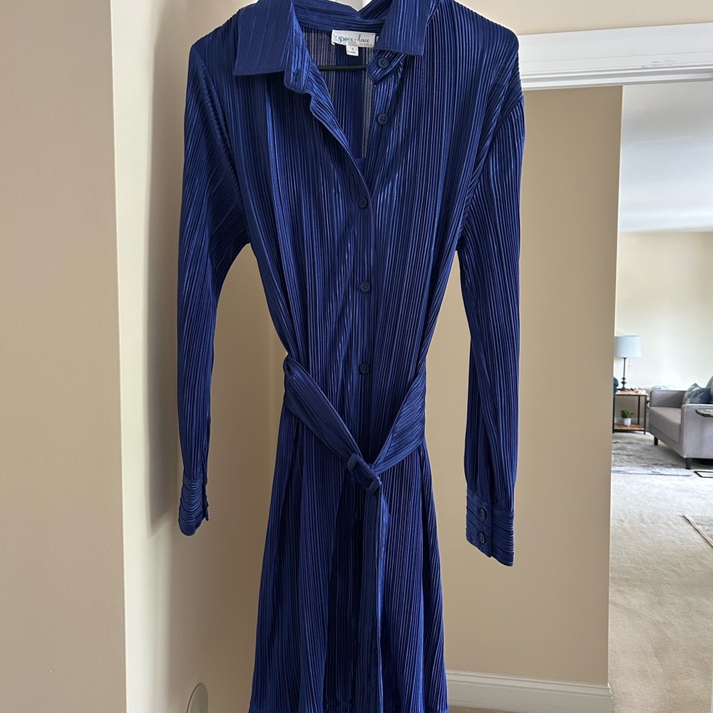 Grace & Lace Blue Long Sleeve Wrap Dress
